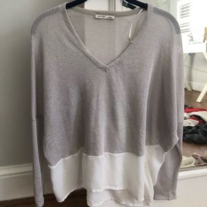 Zara grey and white blouse/ sweater